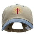 thumbnail image 1 of Religious Cross Embroidered Cotton Wash Cap - Khaki Navy OSFM, 1 of 5