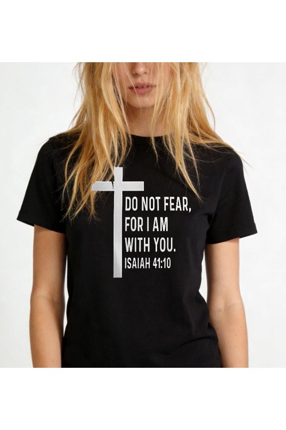Religious Cross Graphic for Christians Inspirational Bible Verse Casual Tee print T Shirt