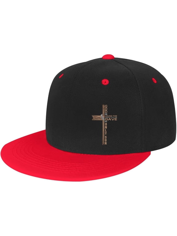 Religious Cross John 3:16 God Loved The World Jesu Baseball Hat for Men Women Red Baseball Cap Hip Hop Hat Trucker Cap