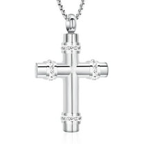 Religious Cross Urn Neckace for Ashes with Crystal Cremation Jewelry Urn Necklace for Dad / Mom / Papa / Mum Ashes Memorial Keepsake Cremation Necklace