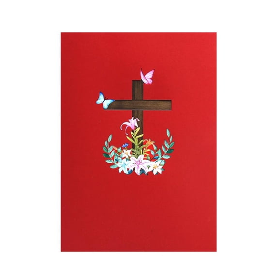 Religious Crosses Easters Card,3D Popup Easters Card,Religious Sympancy Card,Condolence Card with Message Note Envelope