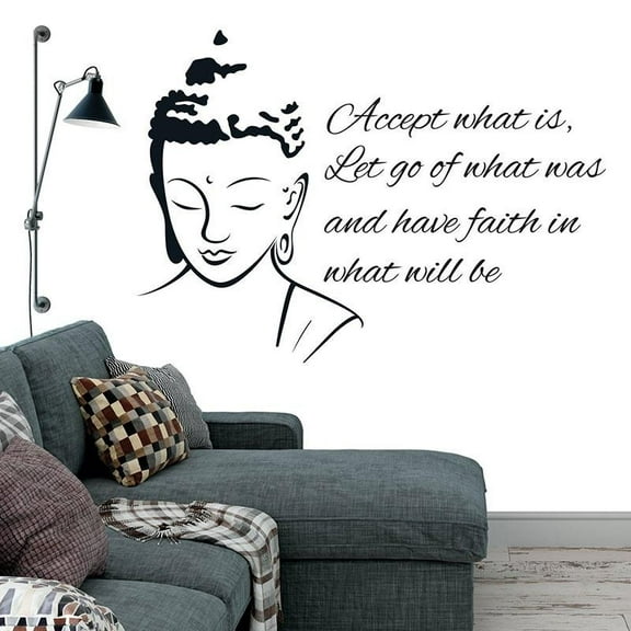 Religious Culture Temple Quotes Buddha Wall Sticker Yoga Vinyl Home Decor Living Room Bedrom Wall Decals Removable Murals 59x42cm