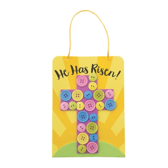 Fun Express Religious Easter Button Sign Bible Craft Kit - 12 Kits