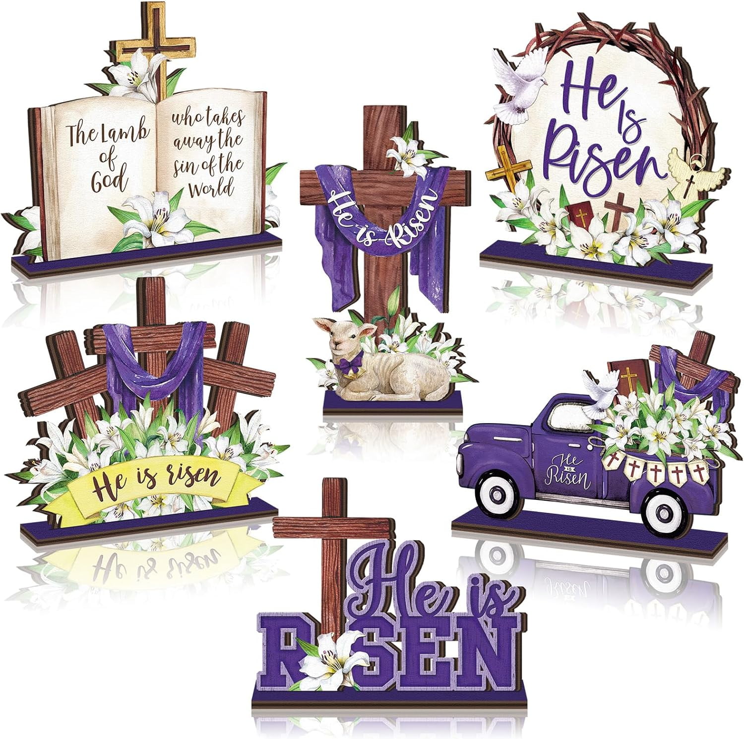 Religious Easter Decorations He Is Risen Tabletop Decorations Rustic ...