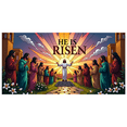 thumbnail image 1 of Religious Easter Themed Backdrop Banner with He is Risen Text Flying Doves and Cross Background for Church Celebrations Easter Parties Religious Gatherings Worship Events Decorations, 1 of 8