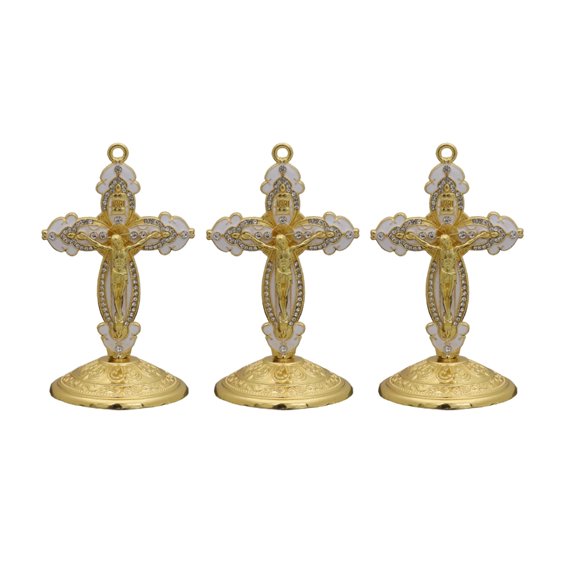 Religious Enamel Crucifix Ornament For Car Dashboards Office Desk Vibranted Color