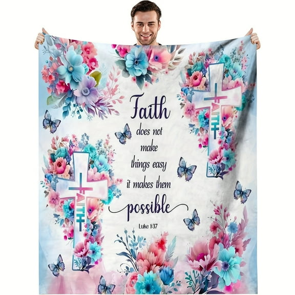 Religious Faith Blanket: Soft Fleece Throw with Inspirational Verse - Perfect Gift for Any Season