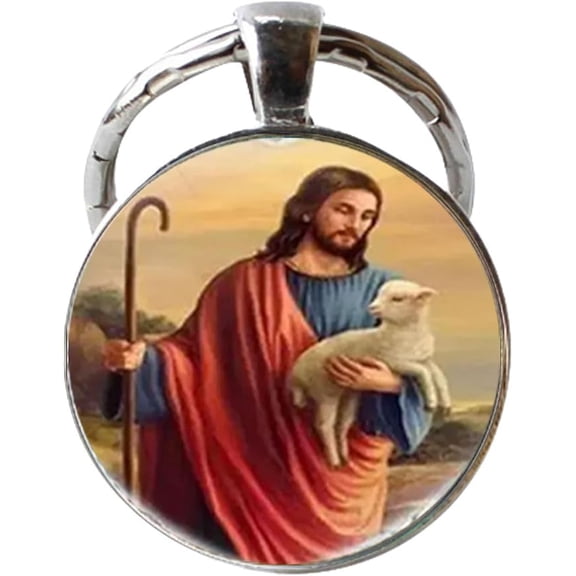 Religious Faith Jesus Art Photo Glass Keychain
