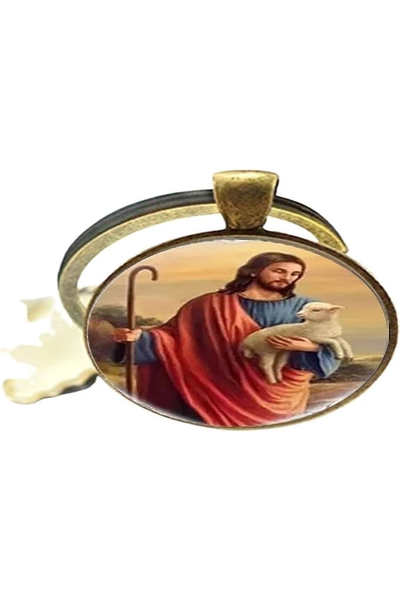 Religious Faith Jesus Art Photo Glass Keychain