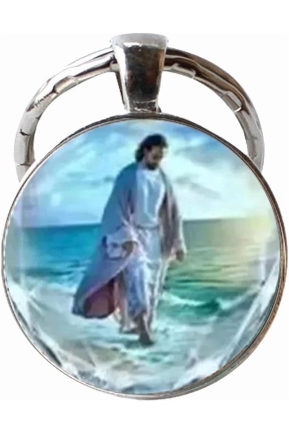 Religious Faith Jesus Art Photo Glass Keychain