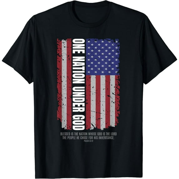 Religious Freedom One Nation Under God Scripture Verse T-Shirt Black 4X-Large
