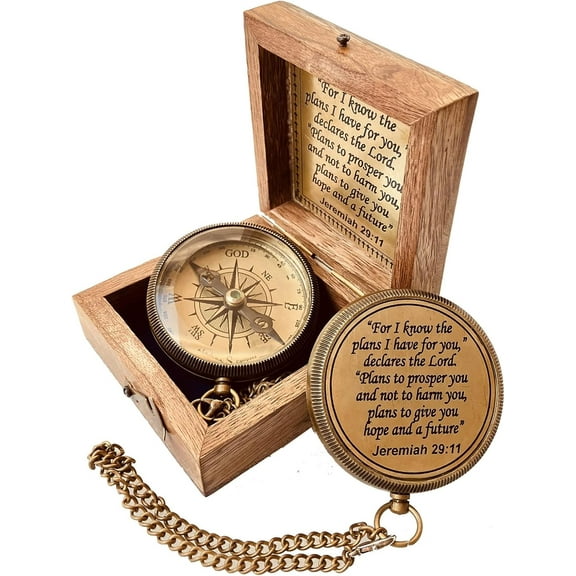 Religious Gifts for Men Engraved Compass for I Know The Plans -God, Camping Compass Christian Gifts Catholic Boys Girls Baptism Communion Inspirational Graduation Gifts