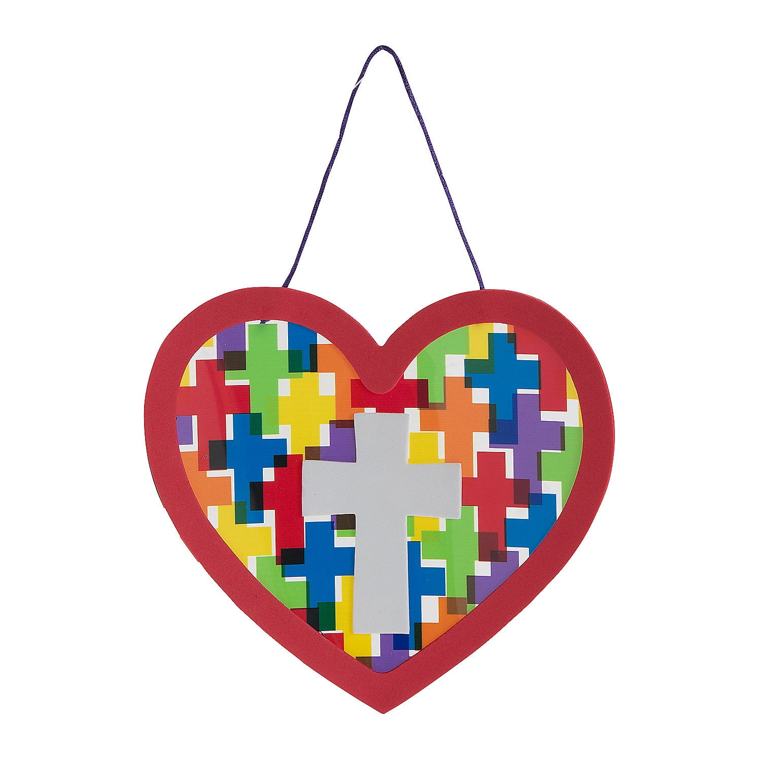 Religious Heart with Crosses Sign Craft Kit Makes 12, Craft Kits, Valentine's Day, 12 Pieces