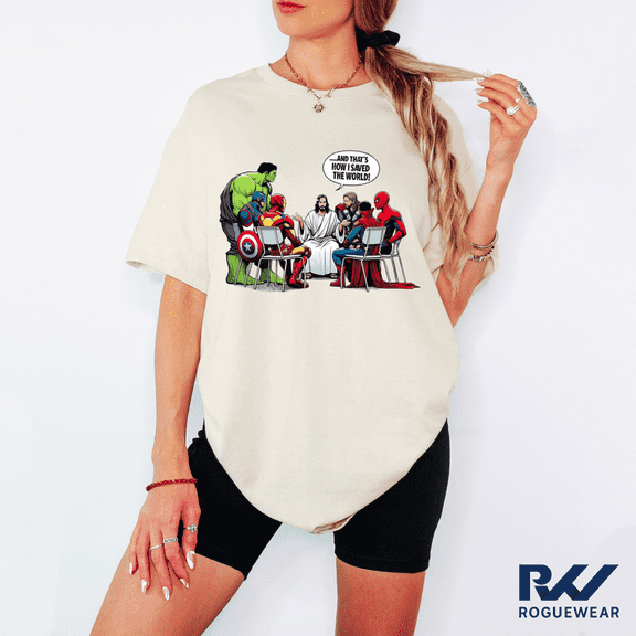 Religious Heroes T-Shirt | And That's How I Saved The World Jesus And Superheroes Shirt | Funny Graphic Tee