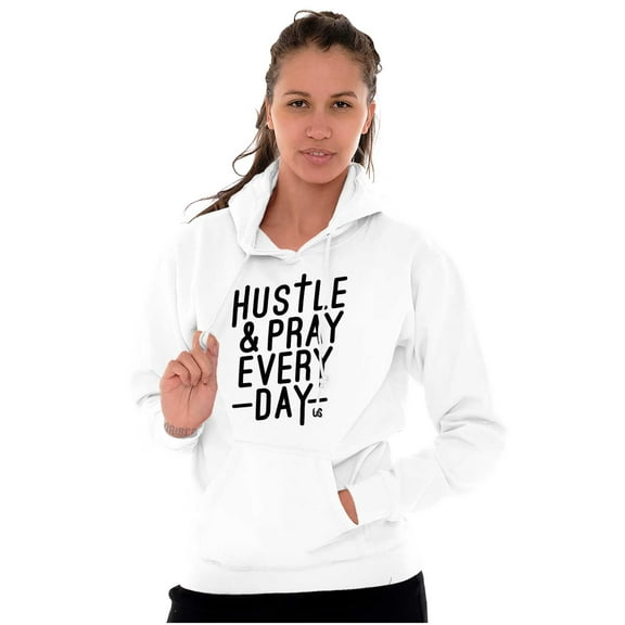 Religious Hustle & Pray Every Day Hoodie Sweatshirt Women Brisco Brands M