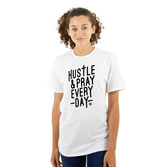 Religious Hustle & Pray Every Day Women's Graphic T Shirt Tees Brisco Brands S