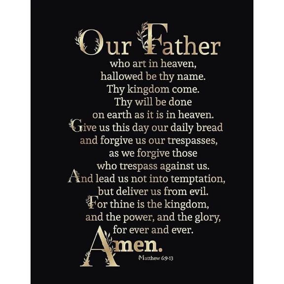 Religious Inspirational Metal Tin Sign, Lords Prayer Wall Decor for Home, Garage or Yard, 8 x 12 Inch