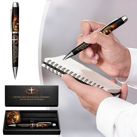 Religious Jesus Christ Ballpoint Pen with Gift Box – Christian Cross Bible Verse Pen for Church Gifts & Daily Use