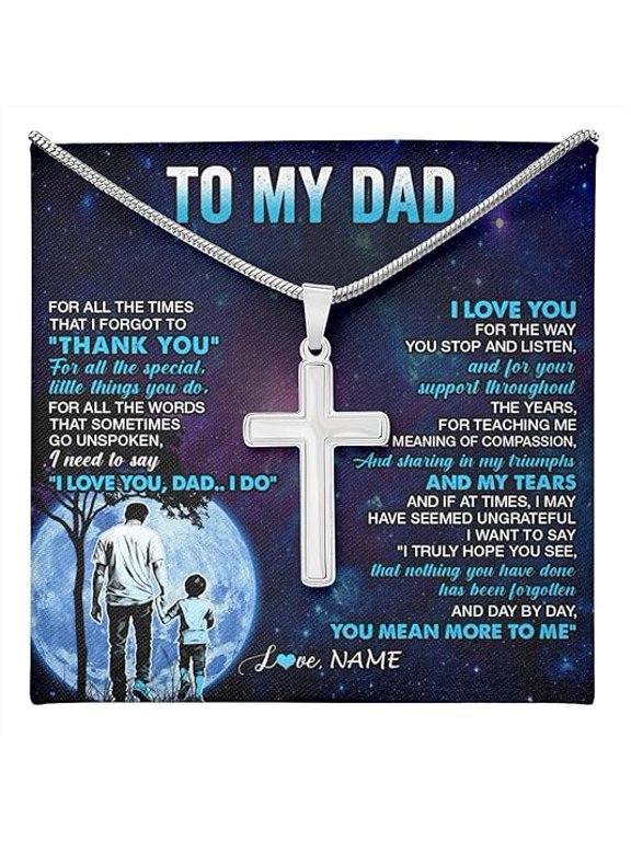 Religious Jewelry for Me, Birthday Gift for Father from Son, Fathers Day Gift for Dad, Cross Necklace for Dad from Daughter, To My Daddy Necklace with Message Card and Gift Box