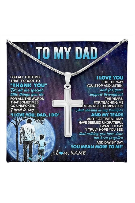 Religious Jewelry for Me, Birthday Gift for Father from Son, Fathers Day Gift for Dad, Cross Necklace for Dad from Daughter, To My Daddy Necklace with Message Card and Gift Box