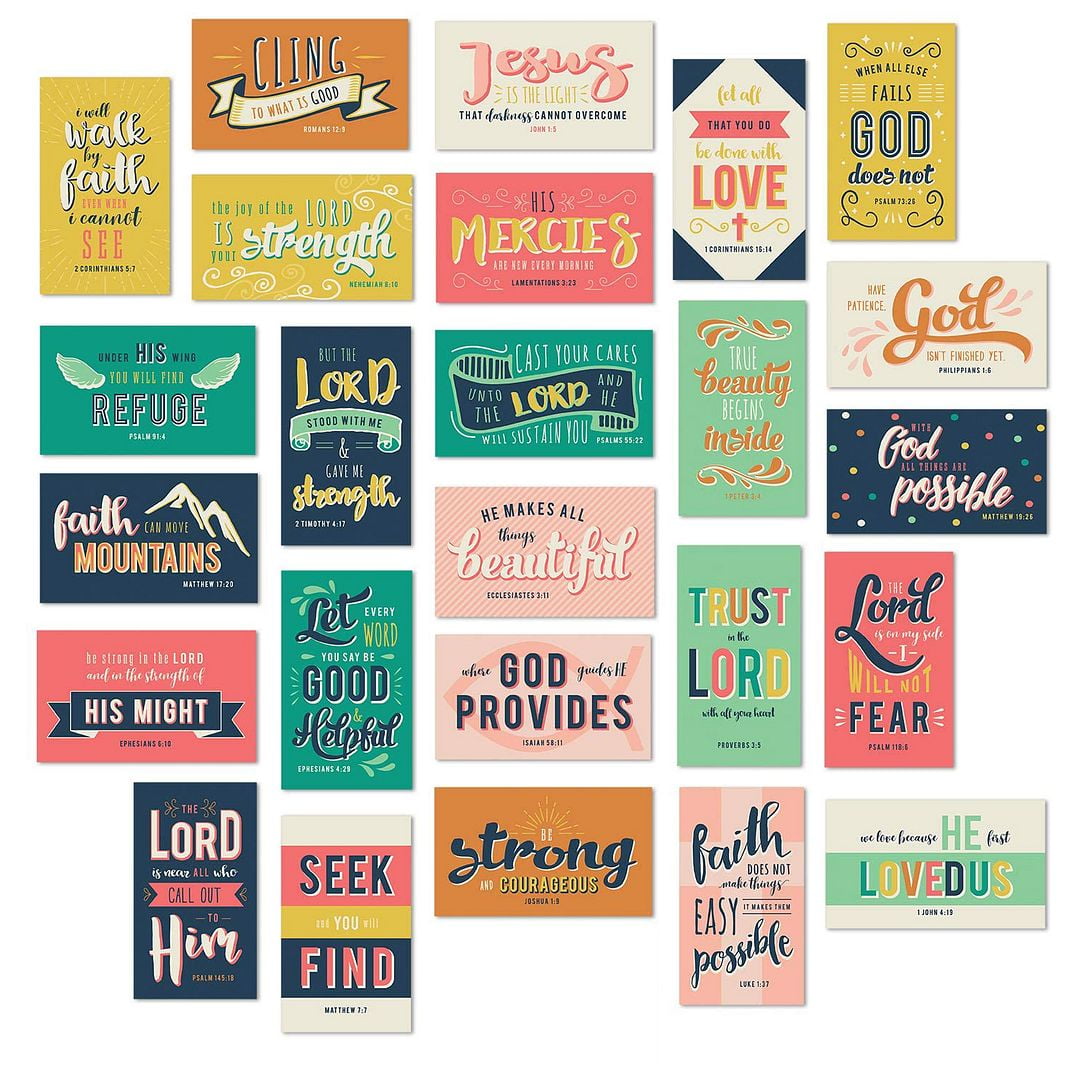 Religious Motivational Quote Cards / 2 religious-motivational-quote-cards-2-x-3-5-flat-business-card-size-50-positivity-cards-25-uplifting-christian-designs-walmart-com