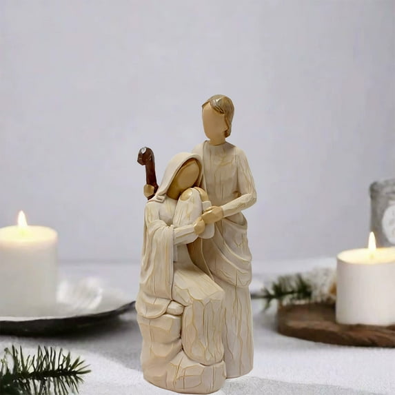 Religious Nativity Family Figurine Christmas Decoration, Holy Family Jesus Mary Joseph Statue Ornament for Home, Tabletop, Holiday Gifts, Christian Christmas Decor