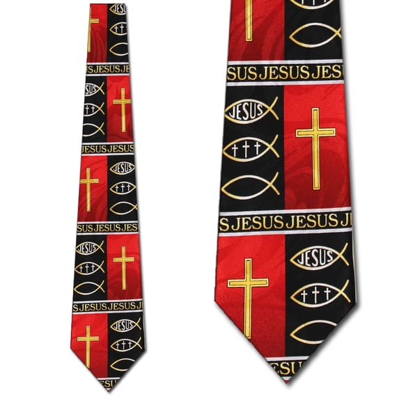 Religious Panels (Black) Necktie Mens Tie