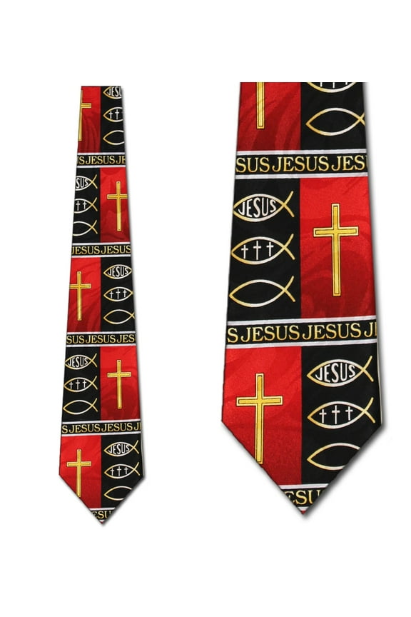Religious Panels (Black) Necktie Mens Tie