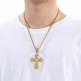 thumbnail image 1 of Religious Patterned 14K Yellow Gold Pendant Necklace For Men Hip Hop Box Chain Fashion Jewelry Carnival Birthday Gifts, 1 of 7