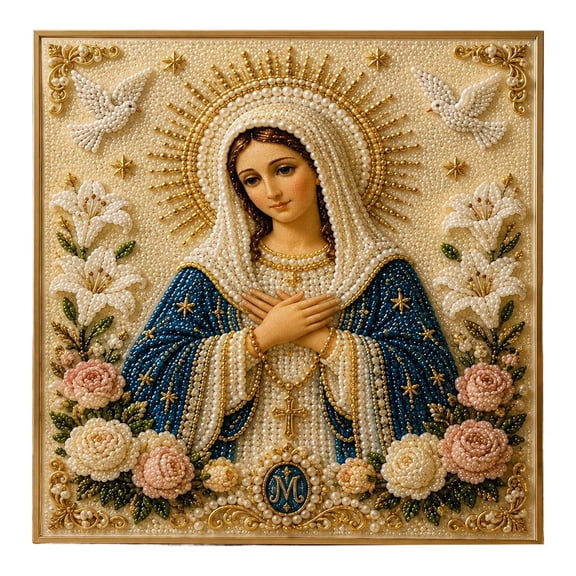 Pearl Bead Art Craft Kit Religious Figure Design DIY Decorative Painting Supplies for Home Craft Projects Wall Display and Seasonal Handmade Decor