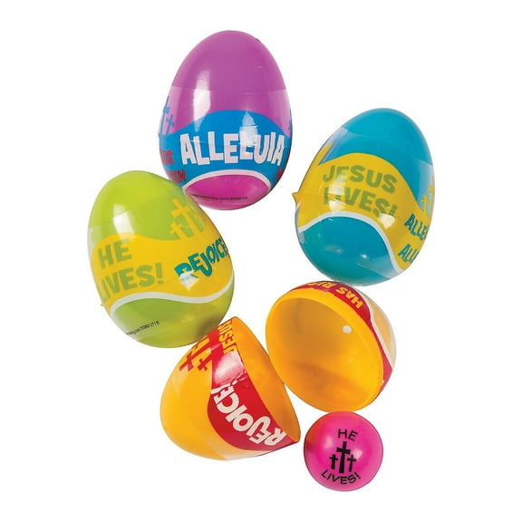 Fun Express - Religious Phrases Filled Easter Eggs for Easter - Party Supplies - Pre - Filled Party Favors - Pre - Filled Plastic Containers - Easter - 24 Pieces