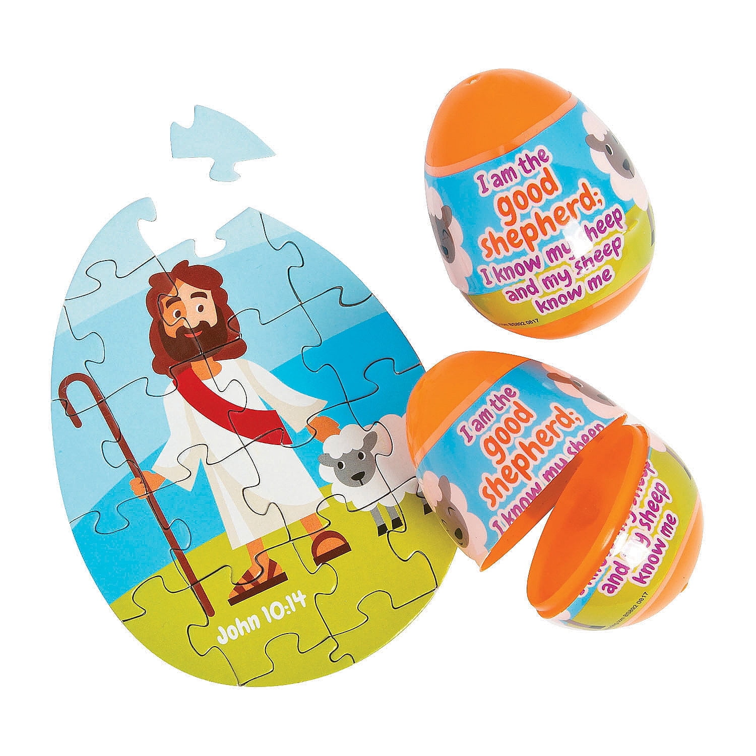Religious Puzzle Filled Easter Egg - Party Supplies - 12 Pieces