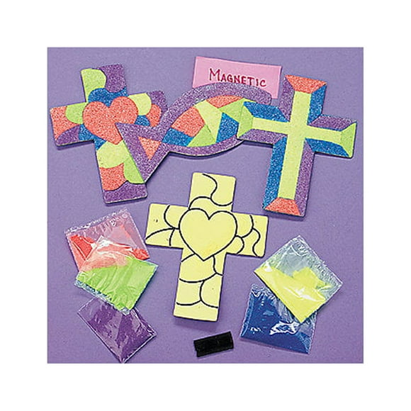 Religious Sand Art Magnet Craft Kit, Craft Supplies, Sheets, Sand Art, 12 Pieces, Multicolor