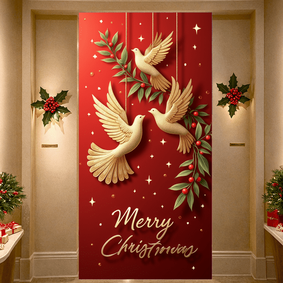 Religious Scene Nativity Banner Christmas Illustration Barn Design Holy Family for Holiday Celebration Indoor Decoration Church Event