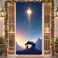 thumbnail image 1 of Religious Scene Nativity Banner Christmas Illustration Barn Design Holy Family for Holiday Celebration Indoor Decoration Church Event, 1 of 9