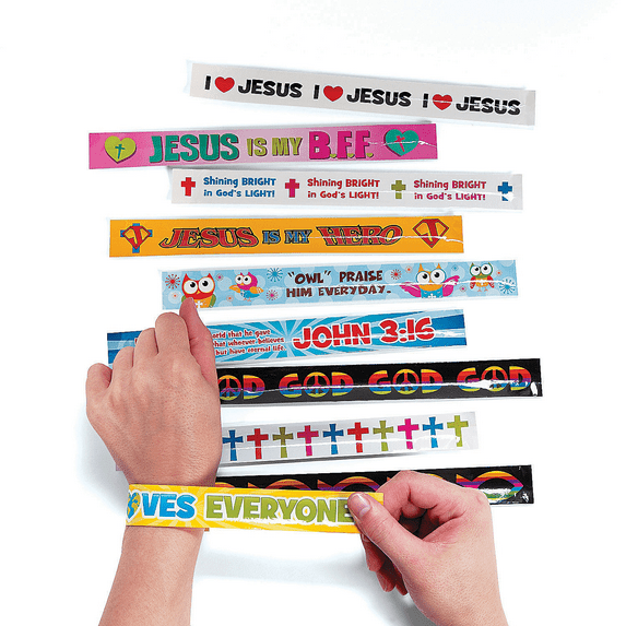 Religious Slap Bracelet Assortment - Party Favors - 50 Pieces
