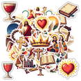 thumbnail image 1 of Religious Stationery Stickers Vintage Teacher Reward Stickers Spiritual Animal Stickers for Suitcases Laptops, 1 of 9