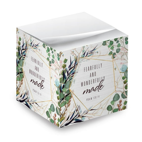 Religious Sticky Note Cube / 2.75" Memo Block Printed On 4 Sides / Modern Floral Christian Design