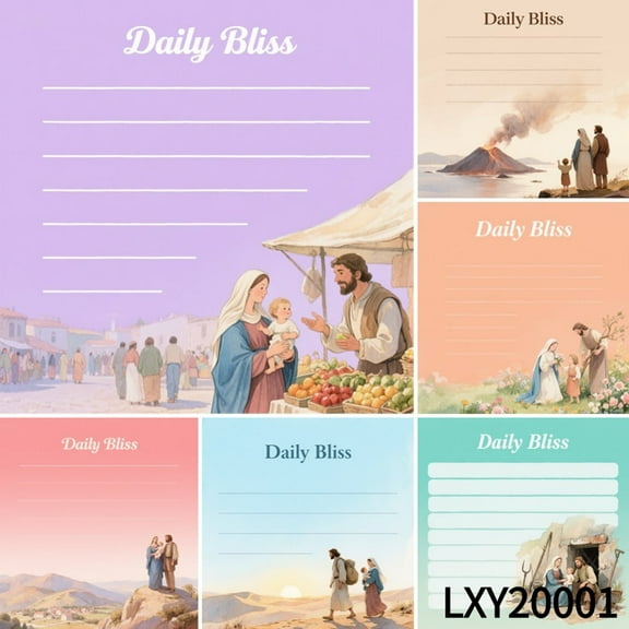 Religious Story Notepads - Spiritual Journal 3.54x3.54" Avocado Message Cards -100 Pcs Sticky Notes + 100 Various Emoticon Stickers, Notepads for Creative Mini Cards for Home Office Decor