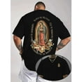 thumbnail image 1 of Religious Summer T-Shirt – Our Lady of Guadalupe Floral Back Design, Mint Green Catholic Tee, Comfortable Daily Faith Wear, 1 of 5