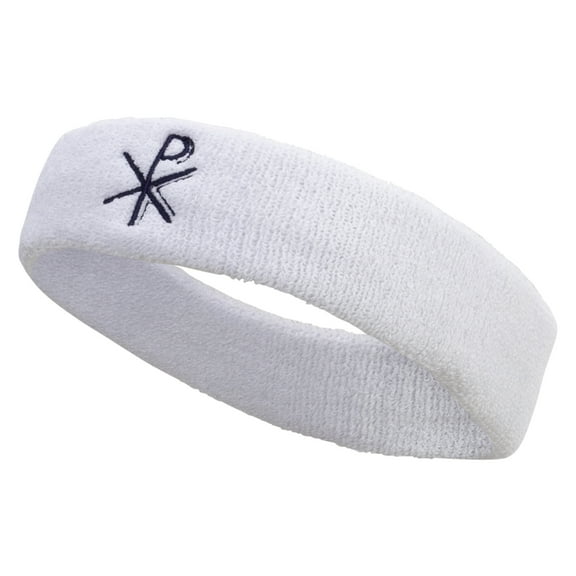 Religious Symbol Embroidered Head Bands Terry - White OSFM