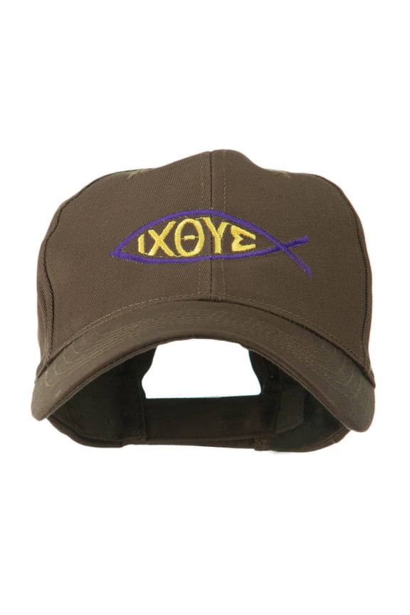 Religious Symbol of Christ Embroidered Cap - Brown OSFM