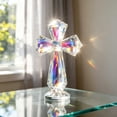 thumbnail image 1 of Religious Table Figurine,Faceted Crystal Standing Cross Stable Round Base Light Reflect Craft,Faith Decor Ornament for Prayer Corner Desk Mantel Space, 1 of 6