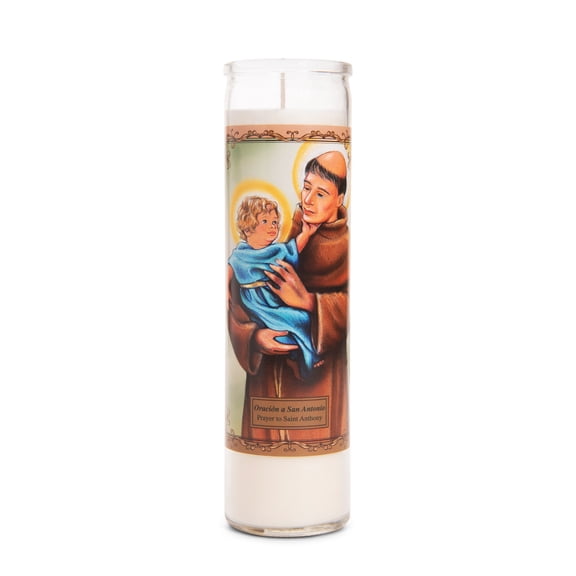 Religious Tall Unscented Jar Candle, Prayer to Saint Anthony, Single