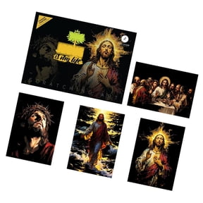 Religious Themed Scratch Craft Set with 4 Portraits Sheet for Adults Relaxation