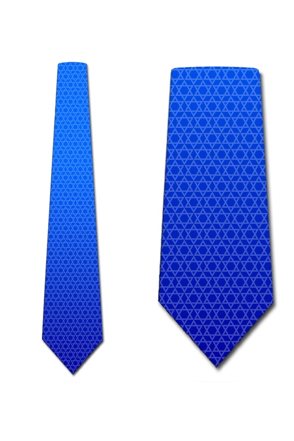 Religious Ties Mens Jewish Star of David Blue Necktie by Three Rooker
