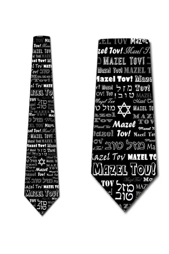 Religious Ties Mens Mazel Tov Jewish Necktie by Three Rooker