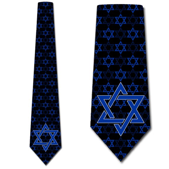 Religious Ties Mens Star of David Blue Necktie by Three Rooker