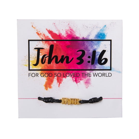 Religious Tween Bracelets with Card - 12 Pieces
