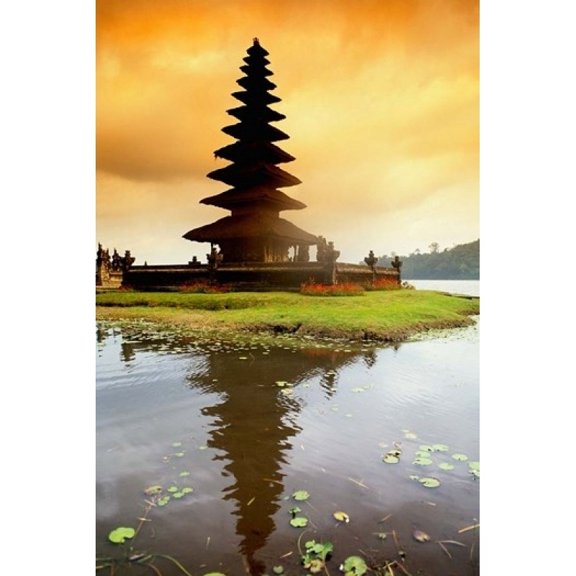Religious Ulur Danu Temple in Lake Bratan, Bali, Indonesia Poster Print by Bill Bachmann (24 x 36)